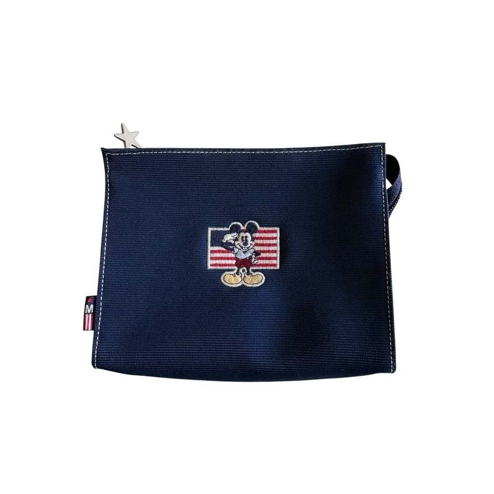 Vintage Disney Store Mickey Americana Navy Blue Star Pouch Cosmetic Bag Makeup
